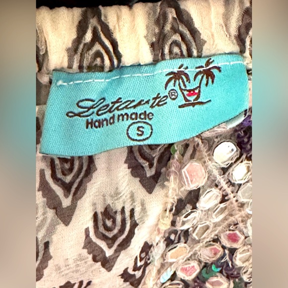 Letarte cover up skirt with mirror work border & elastic waist.Size S.Worn once! - Picture 3 of 4